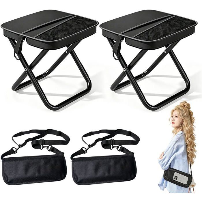 Lot De 2 Tabourets Pliants De Camping - 32 X 28 X 30 Cm - Tabouret Portable DExtérieur - Tabouret Pliable Avec Sac De Range[CH251]