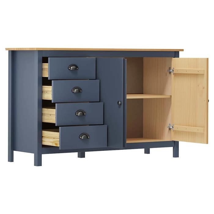 vidaXL Meuble rangement - Buffet Hill Gris 130x40x80 cm Bois de pin solide poisd:27.4kg &848