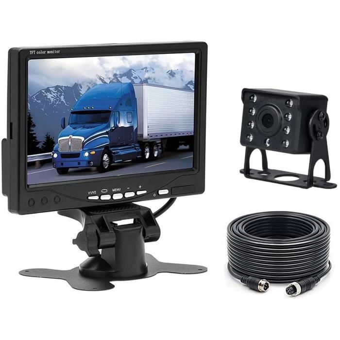 Camecho sans fil de voiture Caméra de recul étanche Vision de nuit 12 infrarouge Caméra de recul 7 Pouces TFT LCD Monitor pour voiture 12V 24V véhicule,Truck,Van 