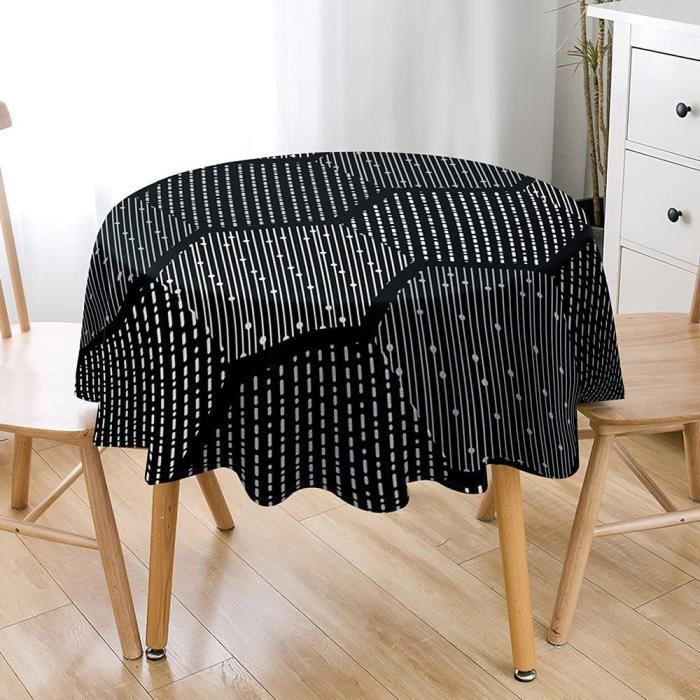 Yeahshion Nappe Ronde Anti-Tache Beige 180cm, Nappe Imperméable Effet Lin Polyester pour Table, Salle à Manger, Restaurant (180cm