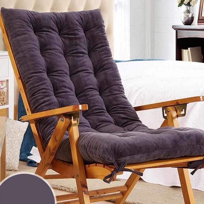 Coussin De Chaise à Dossier Haut 120x50 Cm - Épais, Antidérapant, Pour Chaise Longue, Jardin, Bureau - Gris