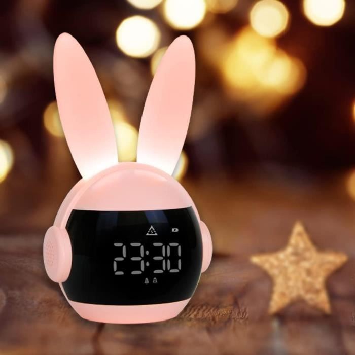 Réveil LED Pour Enfants - Horloge Numérique Avec Lumières Colorées, Affichage Température - Pour Chambre, Bureau, Étudiant