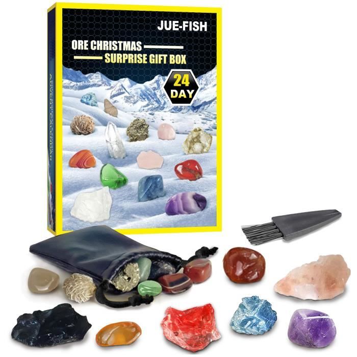 Calendrier De L'Avent Avec 24 Pierres Minérales Naturelles - Cadeau éducatif Pour Ados Et Adultes - Découverte Géologie