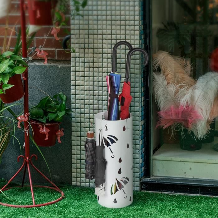 WOLTU Porte parapluie en métal carrée avec 4 crochets et plateau, Porte WOLTU Porte parapluie en métal carrée avec 4 crochets et plateau, Porte