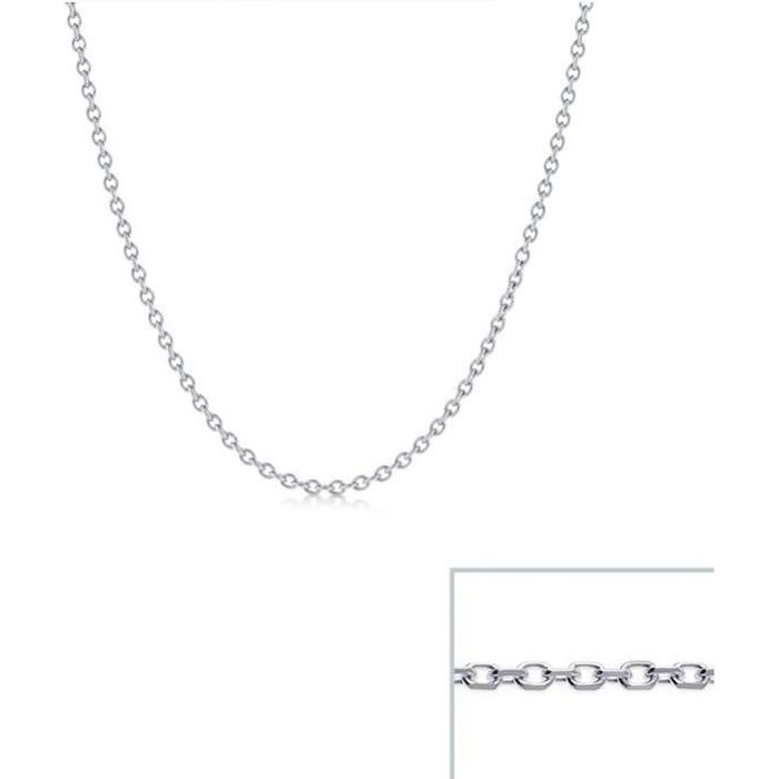 Chaîne De Cou Longue 60 cm Maille Forçat diamantée Argent Massif 925/000 Bijoux
