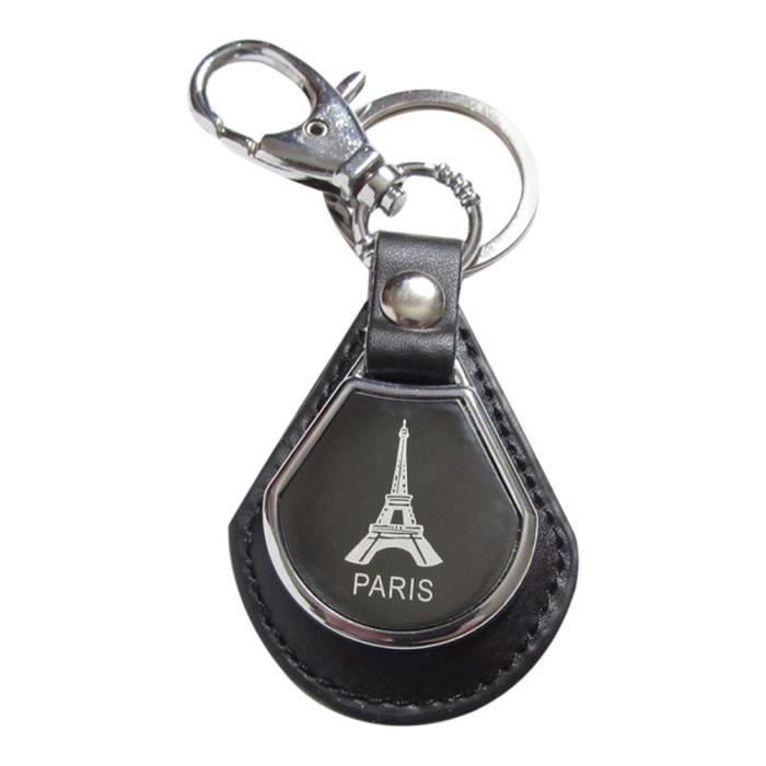 Porte-clés Souvenir Paris - Tour Eiffel Et Moulin Rouge En Acier Inoxydable, 9x4 Cm