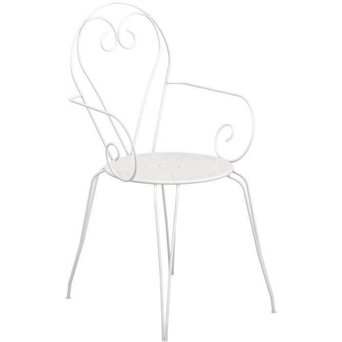 shot case - lot de 4 fauteuils de jardin romantique empilable en fer forgé - blanc