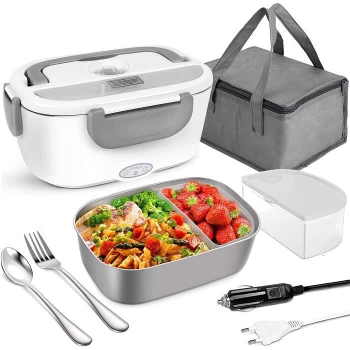 3 en 1 Boite Électrique Lunch Box Chauffante Gamelle Chauffant Boite Repas  Alimentaire,Boite Repas,Couvert Chantier 24V/12V+200V 40W Convient pour la  Maison