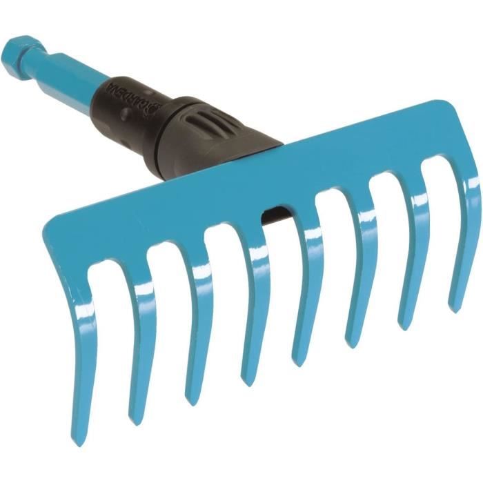 Rateau à Désherber 8 Dents – Outil Jardin Solide Avec Lames Amovibles Et Poignée Extensible