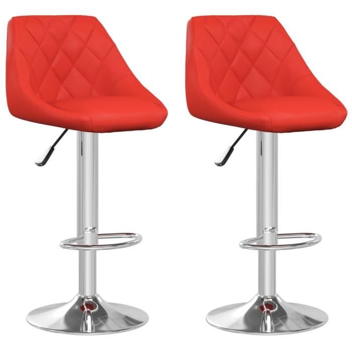 HOME-MARKET - Lot de 2 Chaises de Bar - Tabourets Hauts - Rouge Similicuir FR7055