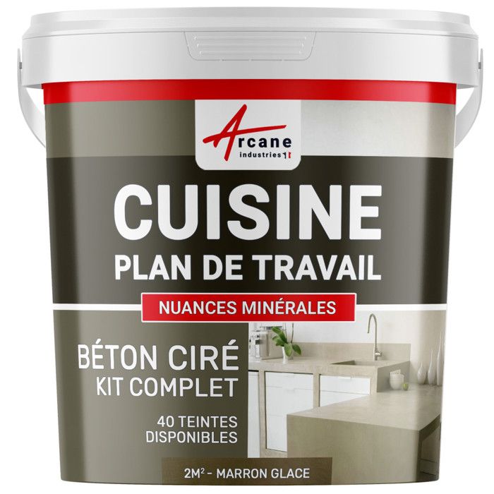 Kit Beton Cire Plan De Travail Cuisine Marron Glace Kit 2 M 2 Couches Achat Vente Peinture Vernis Kit Beton Cire Cuisine Cdiscount