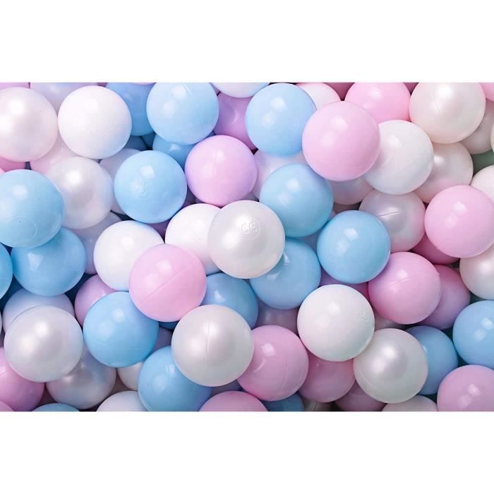 MEOWBABY – Lot De 50 Balles De Piscine ∅7 Cm, Pastel Blanc/gris/rose, Souples Et Sécurisées, Pour Parc, Piscine Sèche Ou Bain