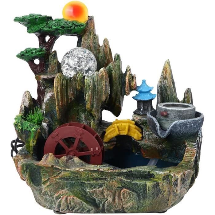 Fontaine D'Intérieur LED Avec Pierres Naturelles - Décoration Bureau Et Maison, USB, Ambiance Zen Et Relaxante