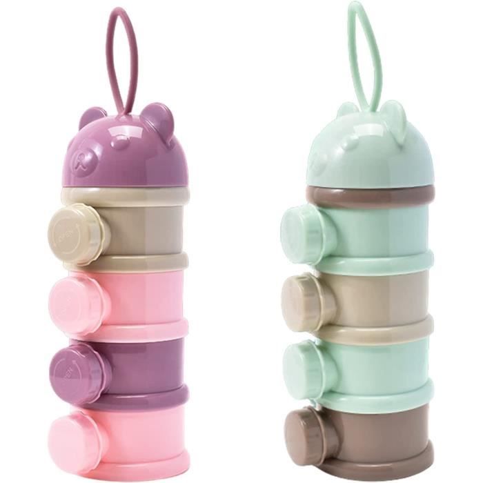 Distributeur Portable Poudre Lait Bébé Pure Vie - 4 Compartiments, étanche, Bleu - 4