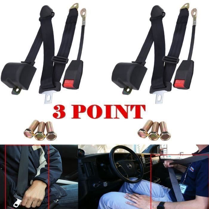 2 Kit Set Universel 3 points réglable ceinture de sécurité du véhicule Auto Voiture Car VAN Seat Belt +Boulons My22597
