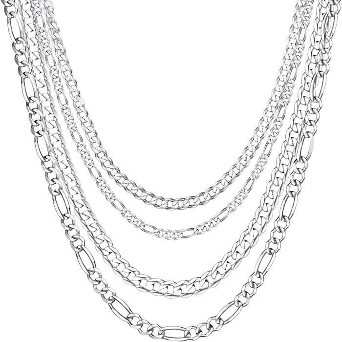 Gros collier homme en argent maille carrée