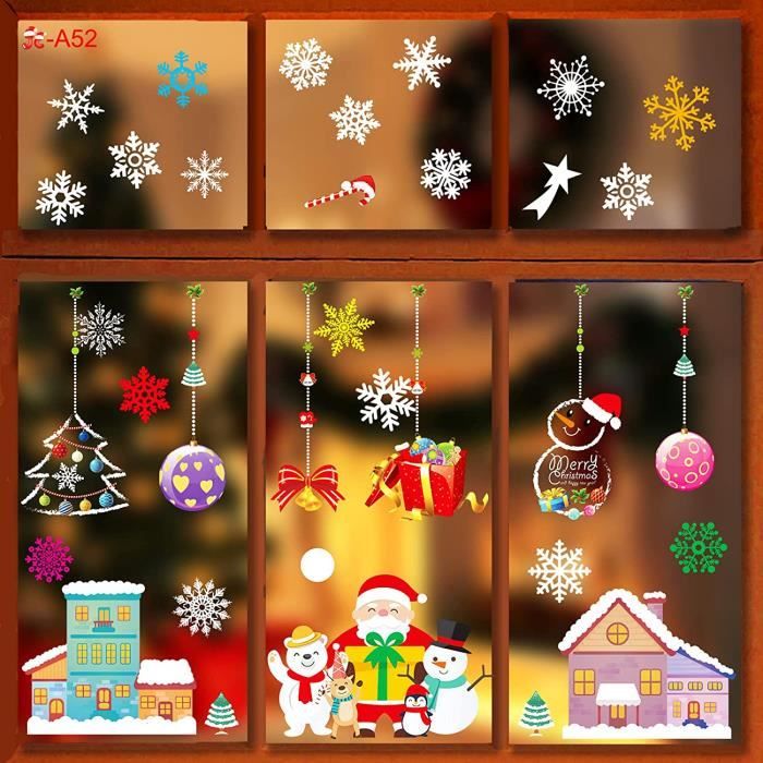 Autocollants Fenêtre Noël Réutilisables - Décorations électrostatiques PVC Double Face (lot De 9 Motifs)