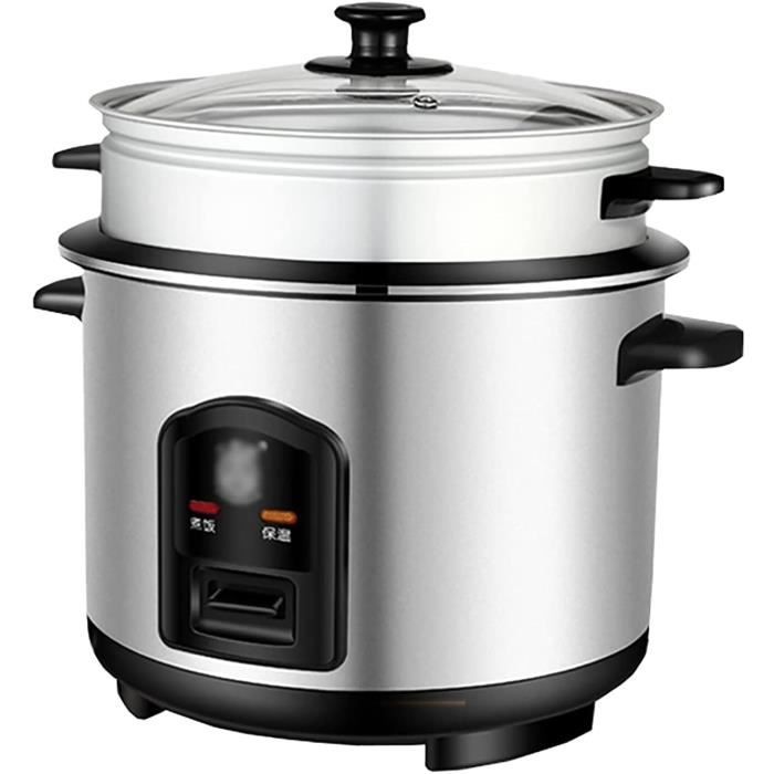 Livoo Cuiseur à Riz Et Vapeur 2,8L 1000W - Acier Inoxydable Avec Cuve Amovible