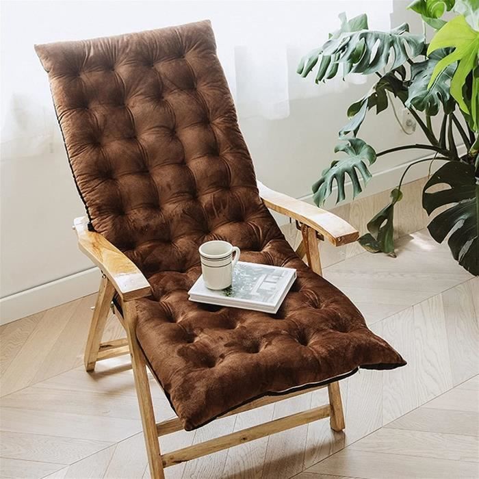 Coussin De Chaise Longue 200x60cm Motif Feuilles - Matelas Bain De Soleil Anti-Glissement Oxford