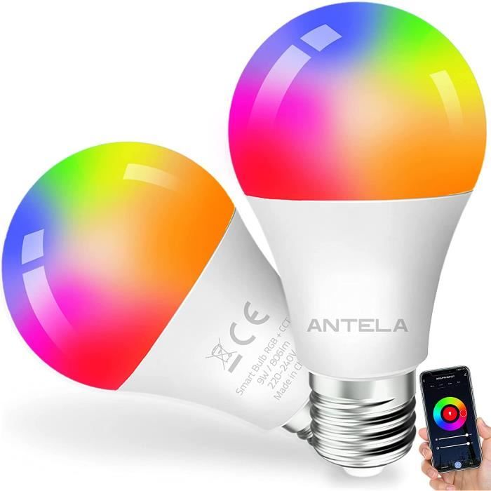 ANTELA Ampoule Connecte WiFi Alexa E27 LED Multicouleurs RGB CCT 2700K6500K  Compatible avec Alexa Google Home Contrle APP ou[3593]