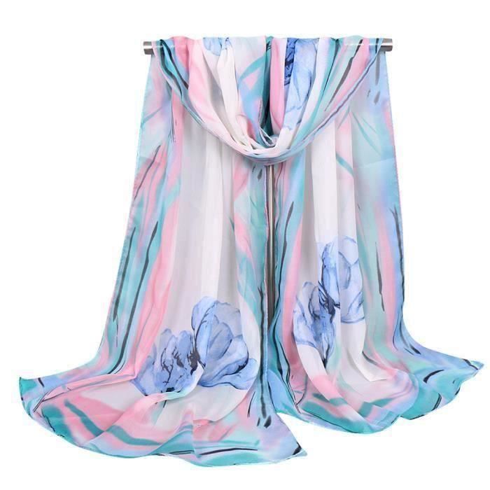Foulard Mousseline Femme - Multicolore Léger - Écharpe Chic Et Respirante