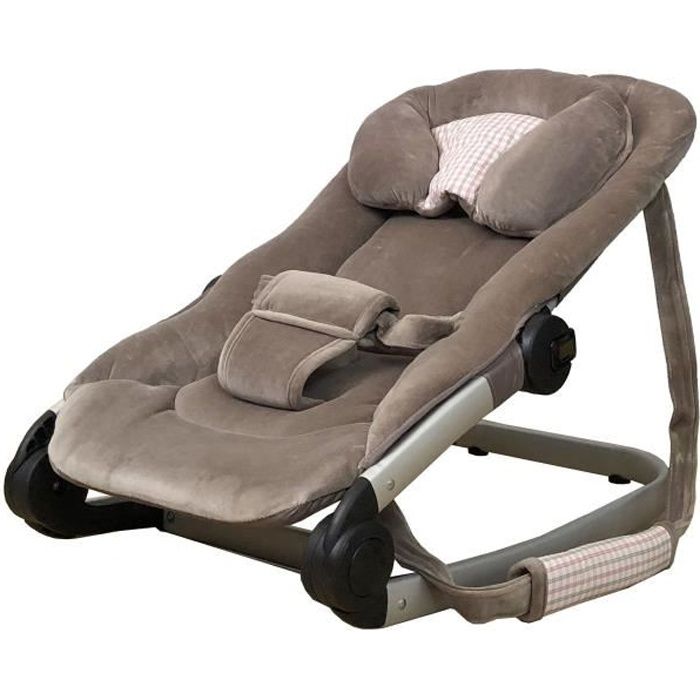 Bambisol Transat Bebe Luxe en Velours | Cale-Tête Réglable, Inclinable, Pliable, Fixe ou Balancelle (Chocorine)