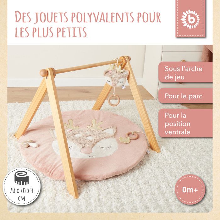 Bieco tapis déveil biche Ella - tapis deveil bebe rose - faon bebe - tapis biche tapis déveil bébé fille matelas deveil bebe
