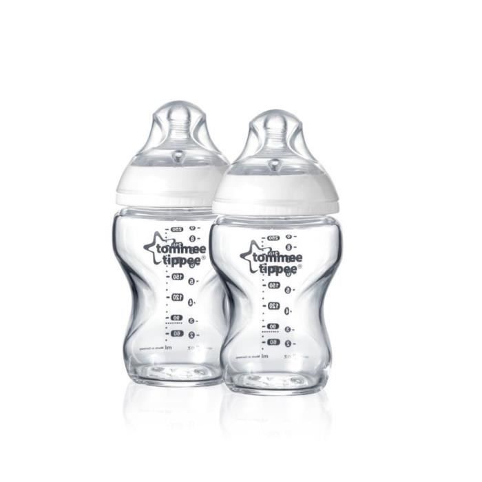 TOMMEE TIPPEE Lot de 2 biberons verre 250ml - Cdiscount