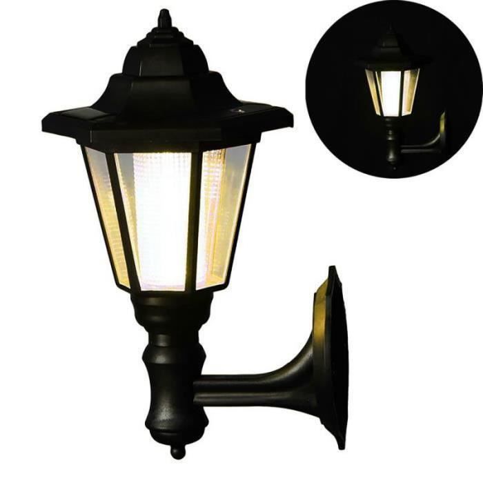 Lampe de Cour Solaire Hexagonale Lampe Hexagonale Rétro Extérieure Jardin Cour Rue Éclairage Décoratif Blanc Chaud