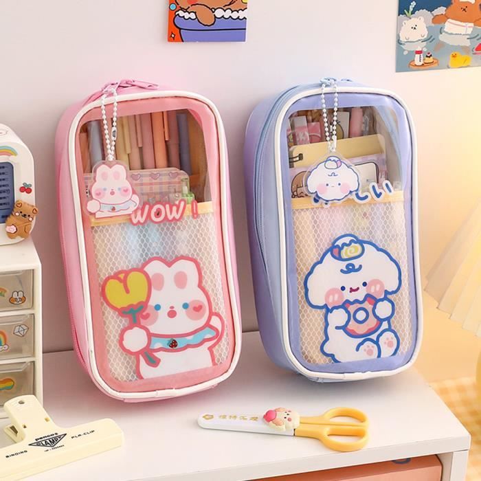 Angoo – Jolie Trousse à Crayons En Toile Pour Filles, Macaron, Boîte à Crayons Multicouche