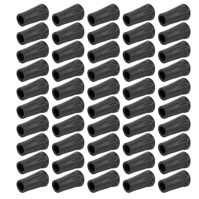 20 Embouts Caoutchouc 11mm Pour Bâtons De Trekking - Protections Antidérapantes Noir