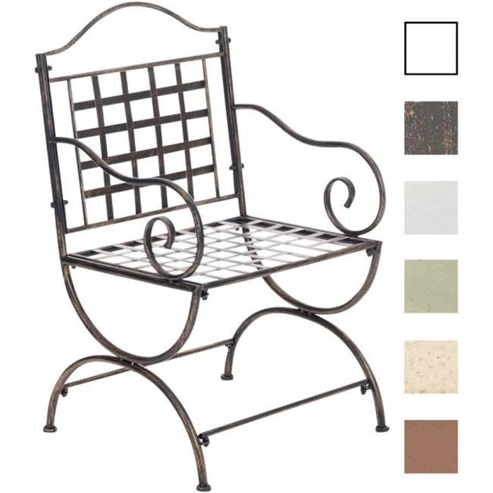 clp chaise de jardin lotta en fer avec dossier large et accoudoirs, bronze
