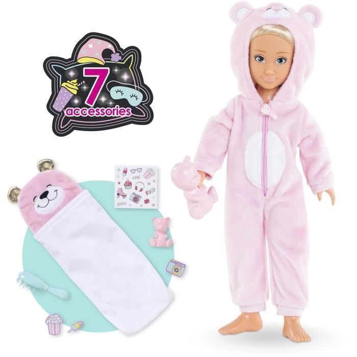 Pyjama Et Bonnet Pour Poupée 46 Cm (Gotz, Bella, Corolle) - Fait Main En Tissu - Neuf