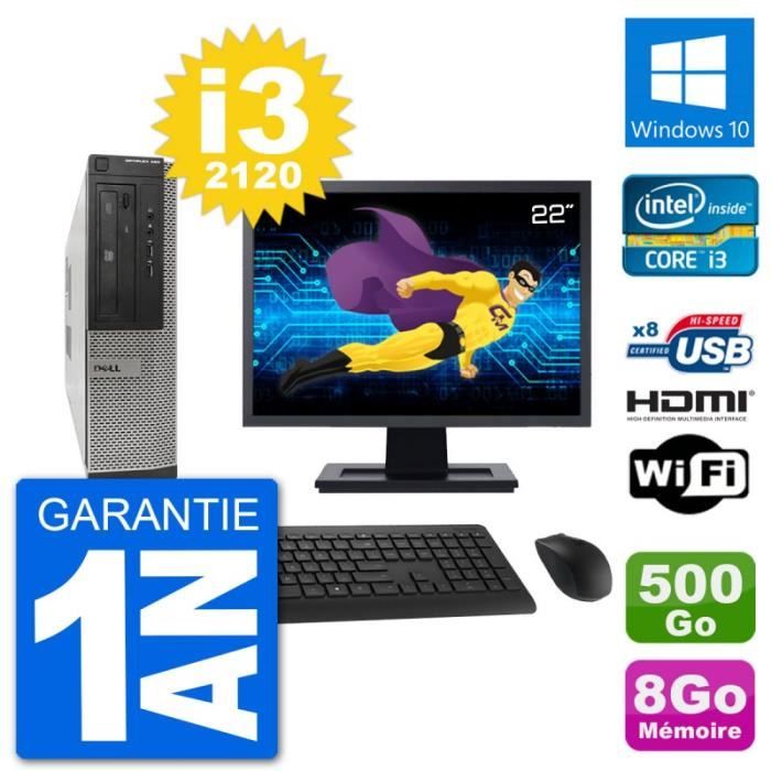 PC Dell 390 DT Ecran 22 i3-2120 RAM 8Go Disque 500Go HDMI Windows 10 Wifi Reconditionné - Dell reconditionné disponible sur Cdiscount Seconde Vie
