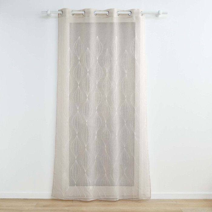 Douceur D'Intérieur, Voilage à Oeillets (140 X 280 Cm) Palerma Sable, Tissé Bayadère