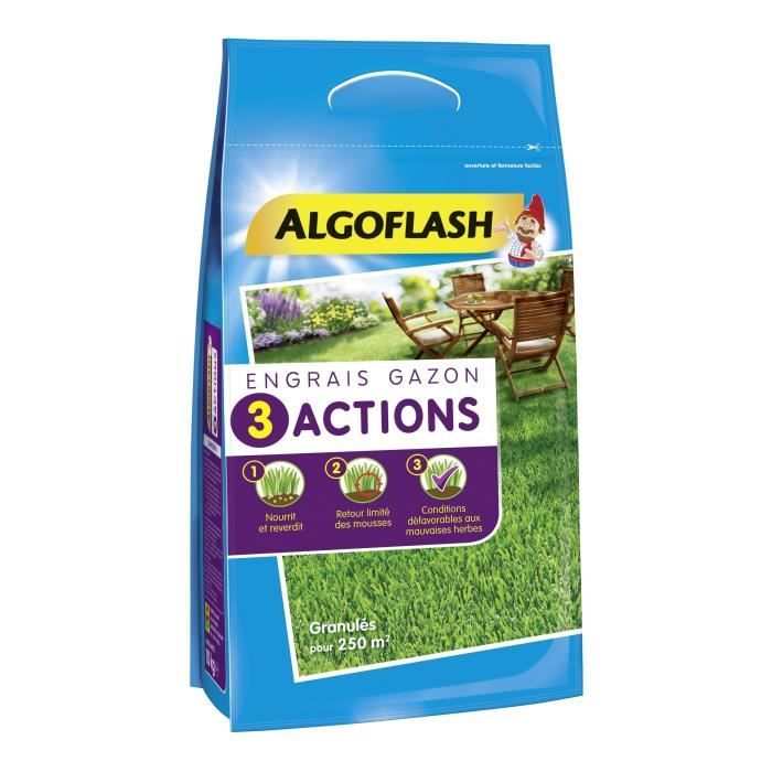 ALGOFLASH Engrais Gazon 3 Actions - 10 kg