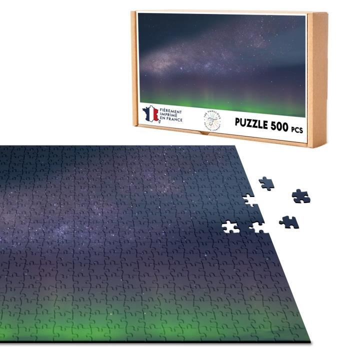 Puzzle Classique 500 pièces Aurore Boréale Verte devant la Voie Lactée