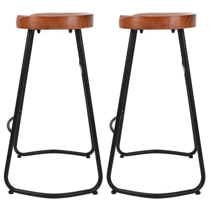 fdit tabouret haut tabouret de bar lot de 2, chaise de bar rétro sans dossier en fer forgé avec cadre en acier métallique pour la