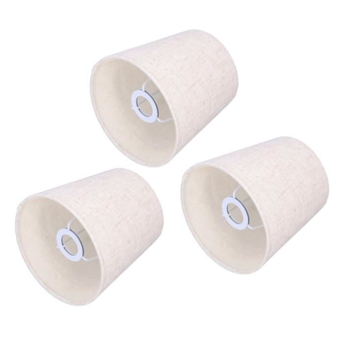 Lot De 3 Abat-jour Tissu Blanc Clip E14 - Style Octogonal Cloche Pour Lampe Chevet Et Lustre - 13x12x8cm