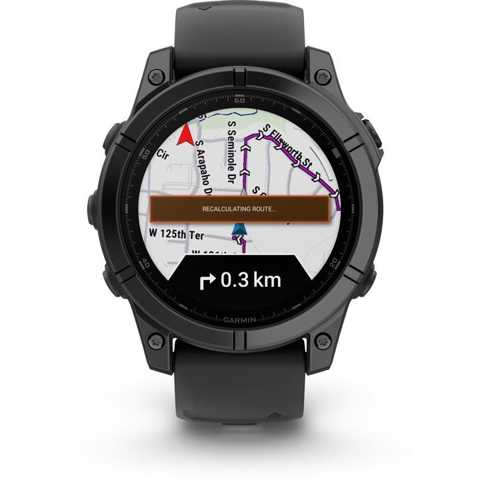 Montre - GARMIN - Fenix E AMOLED - 47 mm - Acier gray - Bracelet silicone noir
