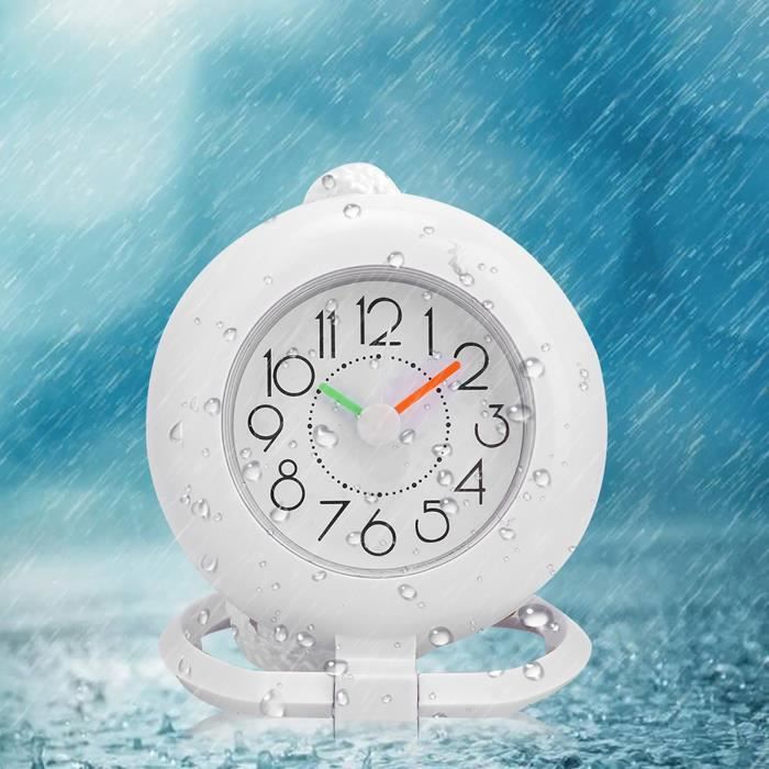 Horloge De Salle De Bain YUMILI - Horloge Murale Étanche Avec Cordon - Double Usage Table/Mur - Blanc