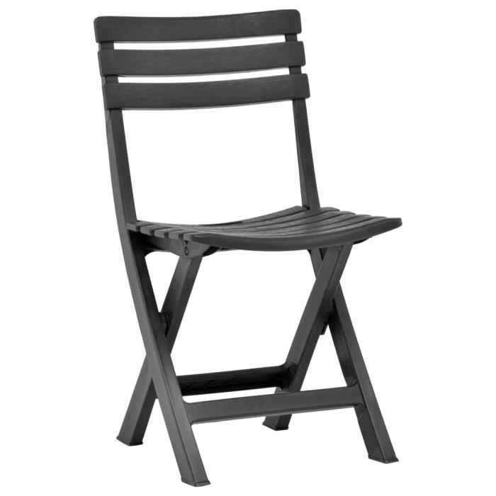 Chaises de jardin pliables - HILILAND - Plastique Anthracite - Résistantes aux intempéries - Lot de 2