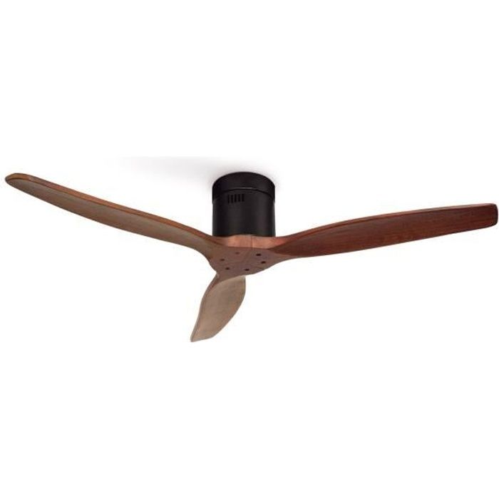 Ventilateur de plafond - Create - Sans lumière - Silencieux - Ø132cm - Noir/Effet bois foncé - Create