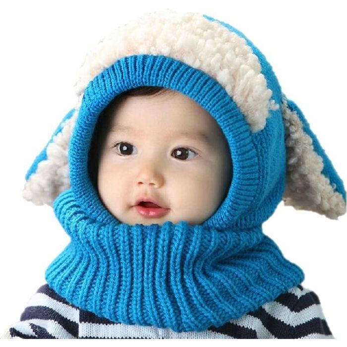 Acheter Chapeau de bébé ours de dessin animé, grand Double pompon, Bonnet  chaud d'hiver pour nouveau-né, Protection des oreilles en coton doux, Bonnet  pour enfants, garçon et fille