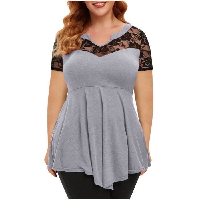 Chemisier avec dentelle à fleurs - Blanc - Kiabi - 22.00