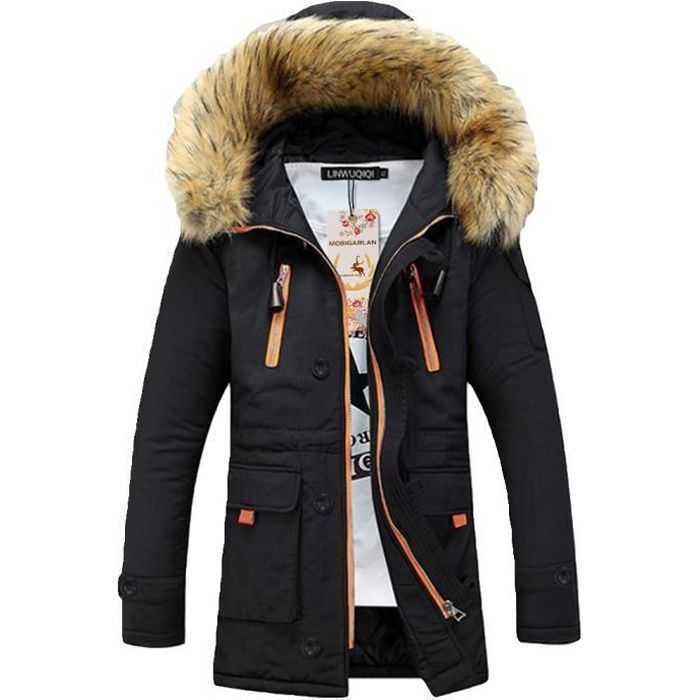 Veste Chaude Hiver Youning - Manteau Chaud Fourrure Détachable Multi-poches Parka Hiver Homme