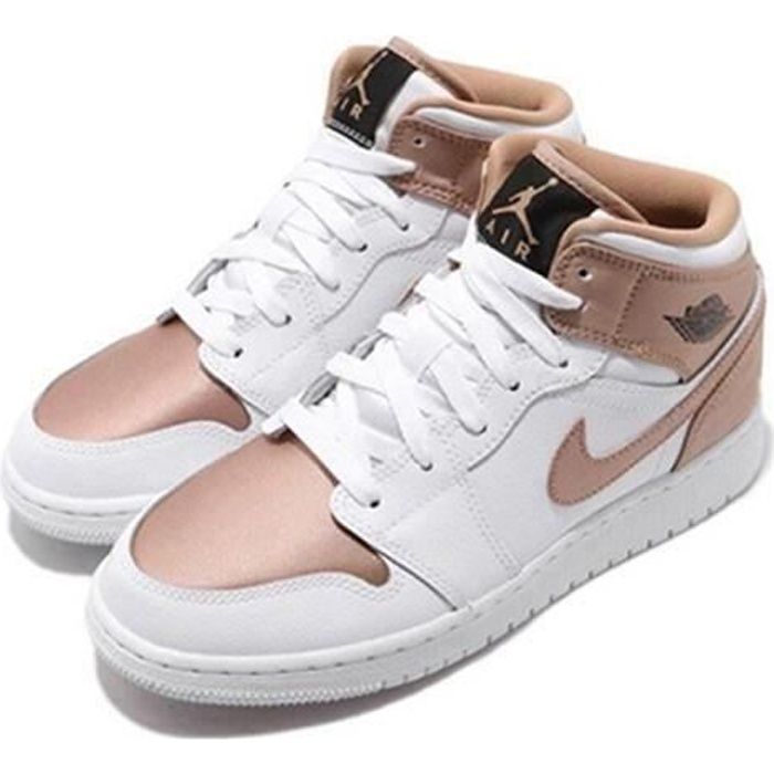 Basket NIKE AIR Jordan 1 Jordan One AJ 1 Mid Chaussure pour Homme et Femme  Rose Rose - Cdiscount Chaussures