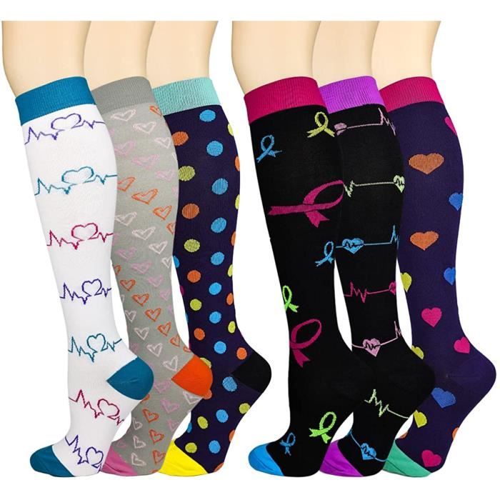 Chaussettes de Compression Bas de Contention Homme Bas de Contention Femme  Sportive, Cyclisme, Voyage en Avion, Athlétique. Multicolore - Cdiscount  Sport