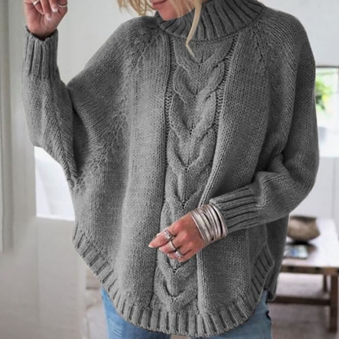 Pull Tricot Manches Chauve-souris FULIER - Col Bateau Femme Taille Unique - Viscose Polyester Confortable