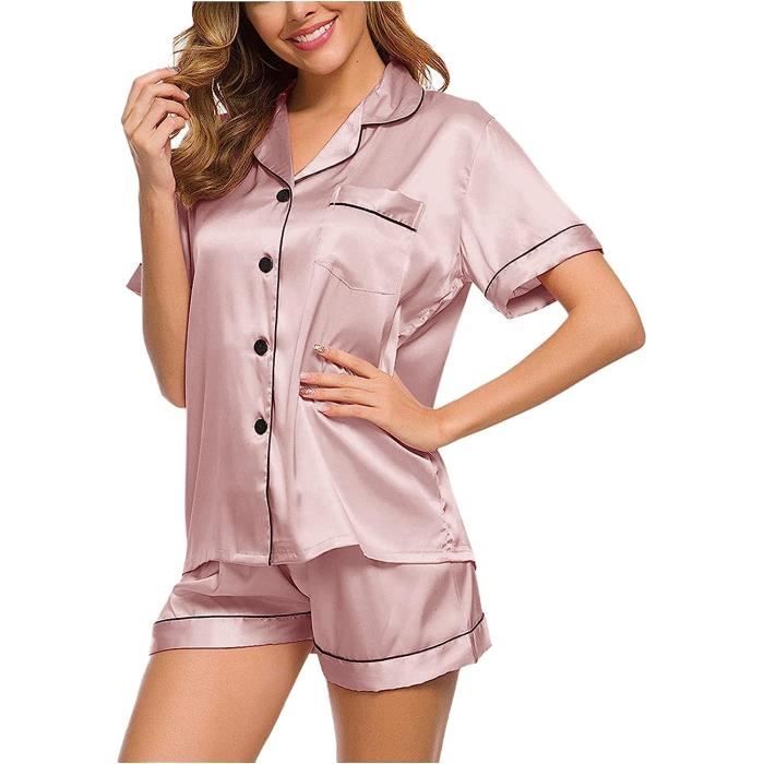 Pyjama - pyjama universel femme pyjama satin courte femme 2 pièces courte  et chemise pyjama femme été Rose Rose - Cdiscount Prêt-à-Porter